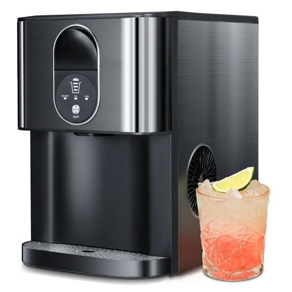 Moifoi Nugget Ice Maker,Culb in 6Mins, 44 lbs/24 H, Auto-Cleaning Portable Ice Machine with Basket & Scoop, Black