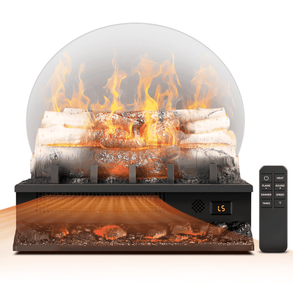 Moifoi Electric Log Heater Adjustable Brightness Fireplace Insert with Remote Control