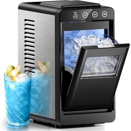 Moifoi Ice Maker Countertop, 26 lbs/24 H, 8 Pcs Ice in 6 Mins, Portable Ice Maker Machine with Self-Cleaning, Interior Lighting, 2 Sizes Bullet Ice, Black