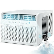 Moifoi Window Air Conditioners 8,100 BTU (12,000 BTU ASHARE), U-Shaped Air Conditioner Window Unit Cools up to 550 Sq. Ft, 6-In-1 Window AC Units, Full Window View-White
