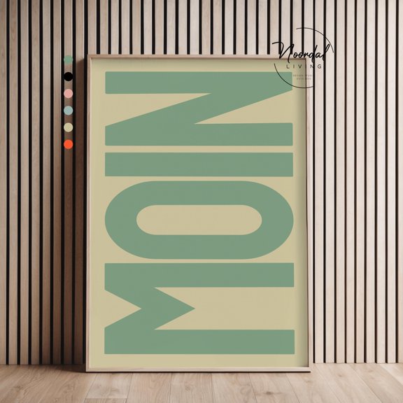 Moin Poster Typography Hamburg Wall Art North German Living Room Hallway Welcome Decor, Poster Only