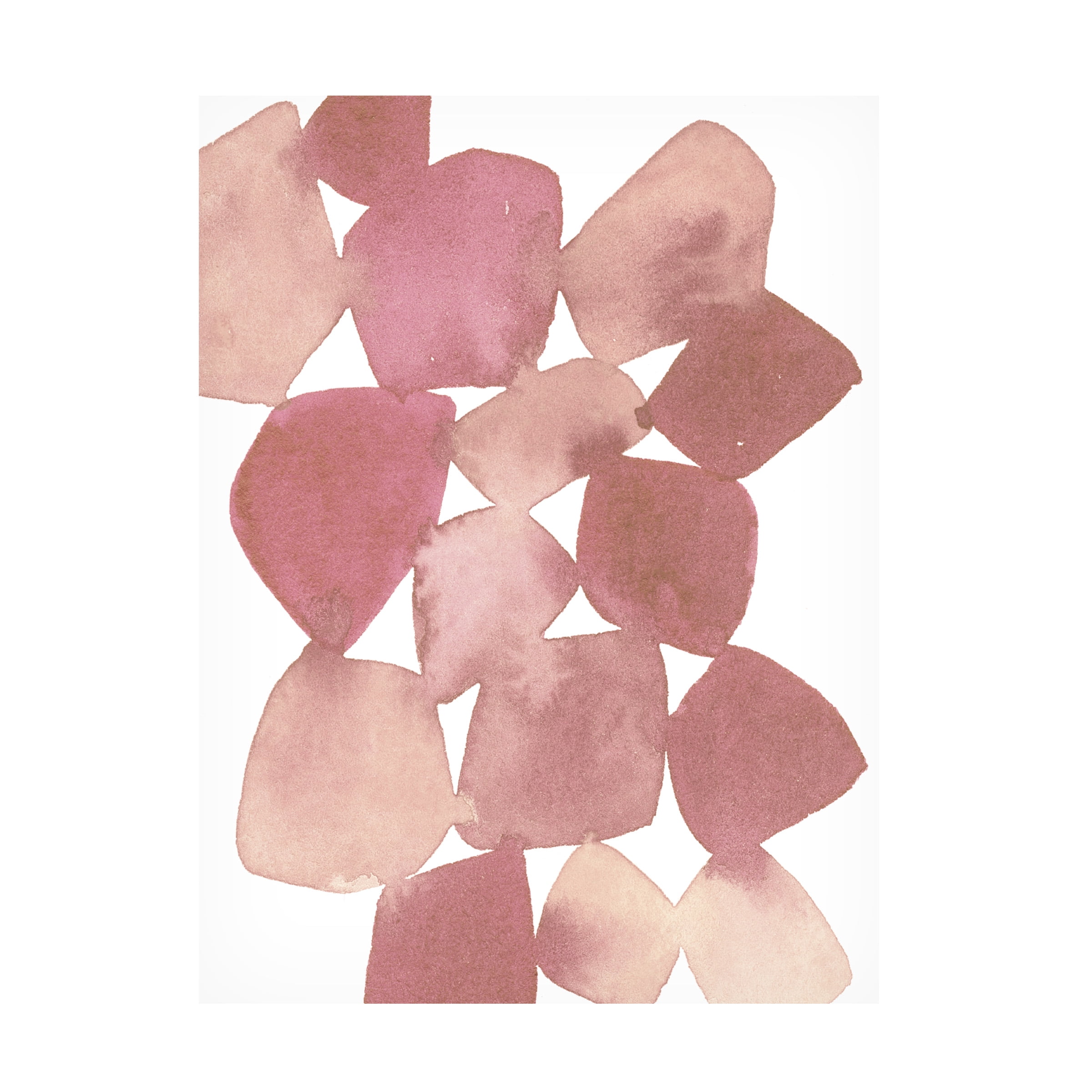 Large Pink and Tan Abstract Canvas Art with Wooden Frame