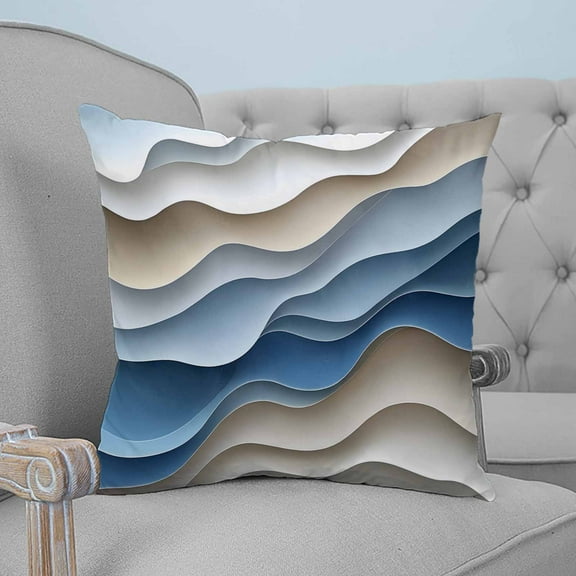 Moire Blue Brown Decorative Pillowcase 26''x26'', Ombre Modern Abstract Geometric Throw Pillow Covers Soft Cushion Case for Couch Sofa Bedroom Living Room, Pillowcase Boho Decor