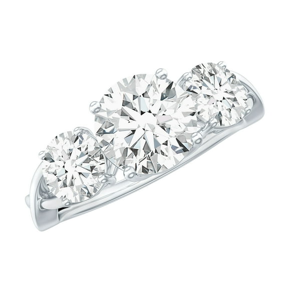 Rosec Jewels Moissanite 3 Stone Engagement Ring for Women - Crossover Ring - D-VS1 Quality, 18K White Gold, US 4.50