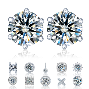 D Color Moissanite Solitaire Stud Earrings – Screw Back – 925 Sterling Silver Platinum Plated – GRA Certified