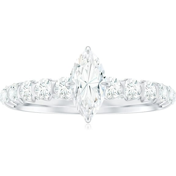 Moissanite 4X8mm Marquise Engagement Ring, D-Vs1 Quality, Moissanite Diamond Ring for Women