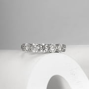 ONELAUGH Moissanite 5 Stone Eternity Ring 4mm 1.5cttw D Color Sterling Silver Engagement Wedding Band Rings For Women