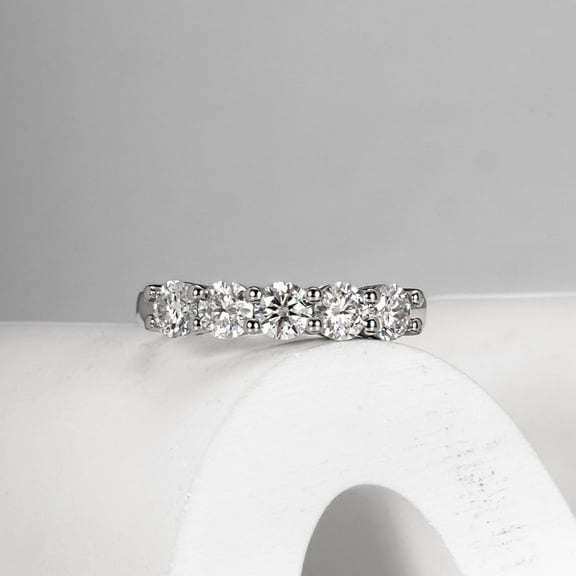 Moissanite 5 Stone Eternity Ring 4mm 1.5cttw D Color Sterling Silver Engagement Wedding Band Rings For Women