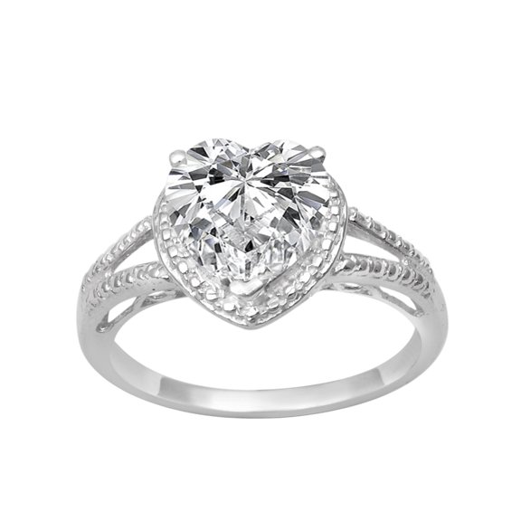 Moissanite 925 Sterling Silver 8MM Heart Shape Women Promise Valentine Gift Ring