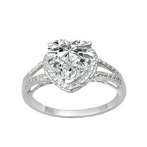 Moissanite 925 Sterling Silver 8MM Heart Shape Women Promise Valentine Gift Ring