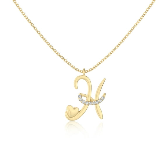 Moissanite Alphabet-H Shape Pendant Necklaces for Women in 18K Yellow Gold Vermeil, Jewelry Gifts for Her Birthday, Wedding Anniversary, Party, Graduation, Christmas, Mothers Day, Valentines