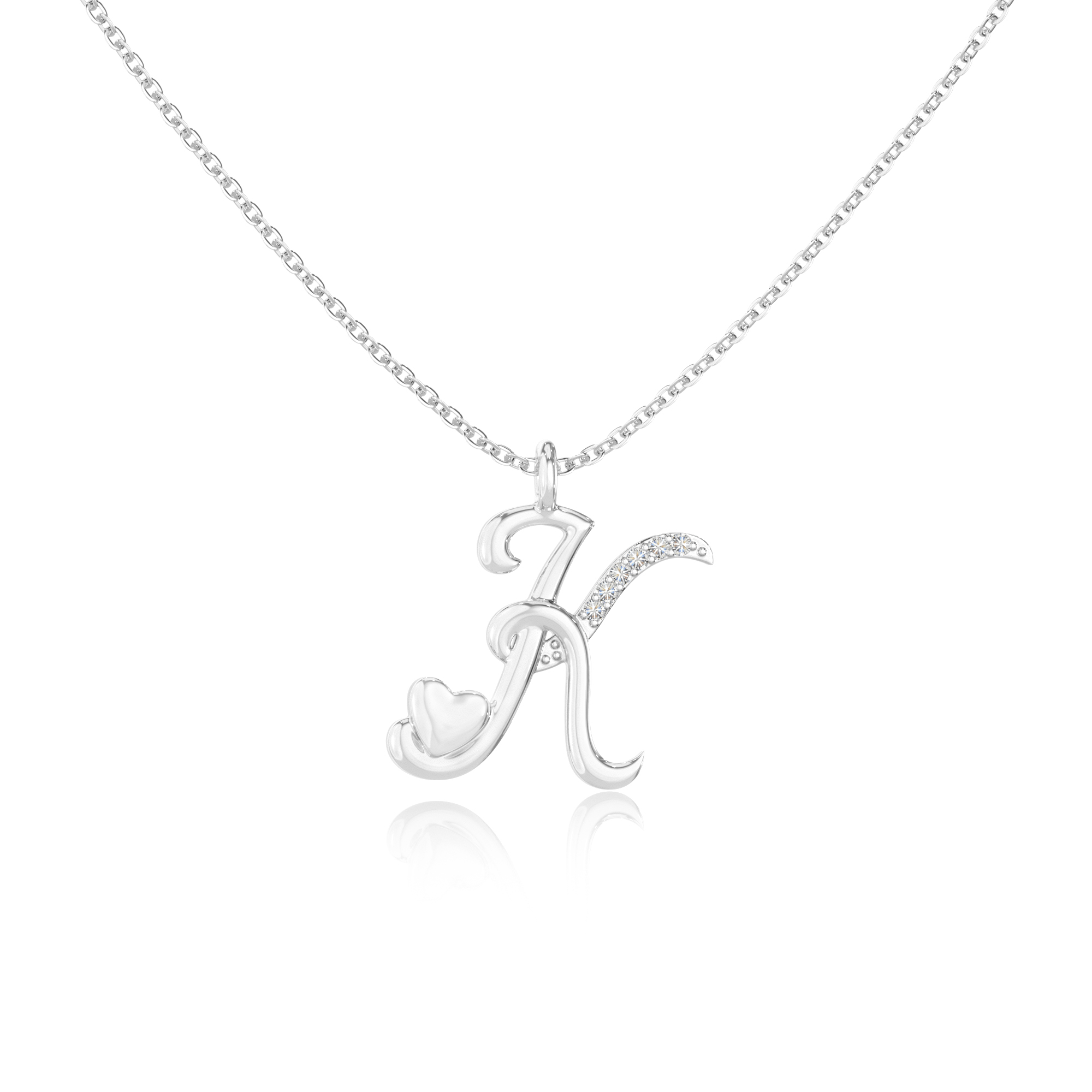 K Shape Moissanite Alphabet-K Shape Pendant Necklaces for Women in Sterling ...