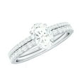 thumbnail image 1 of Rosec Jewels Moissanite Bridal Ring Set of 2, (5X7 mm) Oval Solitaire Engagement Ring with Band, 14K White Gold, US 4.00, 1 of 8