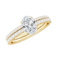 thumbnail image 1 of Rosec Jewels Certified Moissanite Bridal Ring Set of 2 - Oval Solitaire Engagement Ring with Wedding Band - D-VS1 Quality, 18K Yellow Gold, US 6.00, 1 of 8