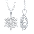 thumbnail image 1 of Rosec Jewels Moissanite Cluster Pendant Necklace for Women - D-VS1 Quality Certified, 18K White Gold, 1 of 8