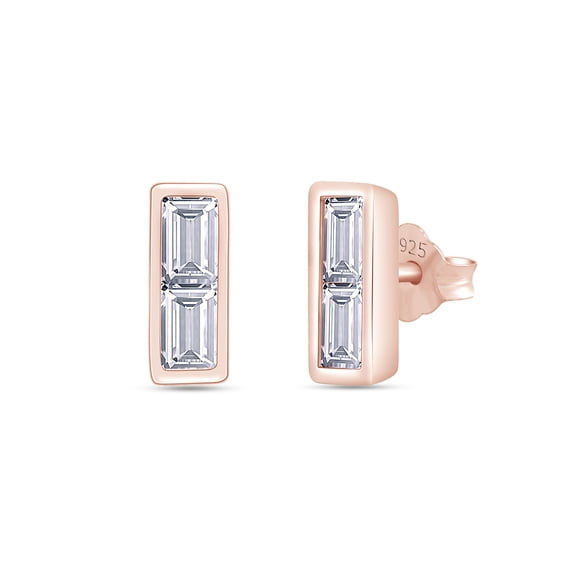 Moissanite Crawler Stud Earrings, D Color Moissanite, 18K Rose Gold Plated 925 Sterling Silver, Hypoallergenic, Jewelry Box Packed, Christmas New Year Jewelry Gifts