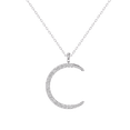 thumbnail image 1 of Moissanite Crescent Moon Pendant Necklace, 14K White Gold Plated for Women, 1 of 2