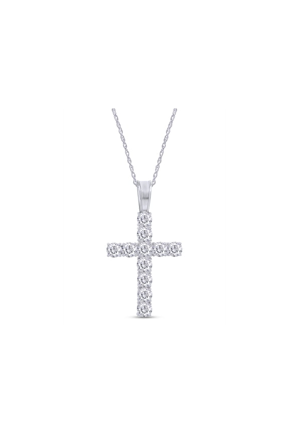Moissanite Cross Pendant 2.50ct Tennis Cross Available For Men Or Ladies Great Hip Hop Pendant In 14K White Gold Over Sterling Silver Moissanite Passes Diamond Tester Certificate of Authenticity