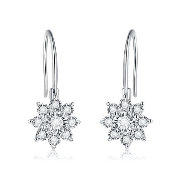 Moissanite Dangle Drop Earrings for Women 1 Carat D Color VVS1 Earrings S925 Sterling Silver Sunflower Dangle Earrings for Women Birthday Gift with Certificate