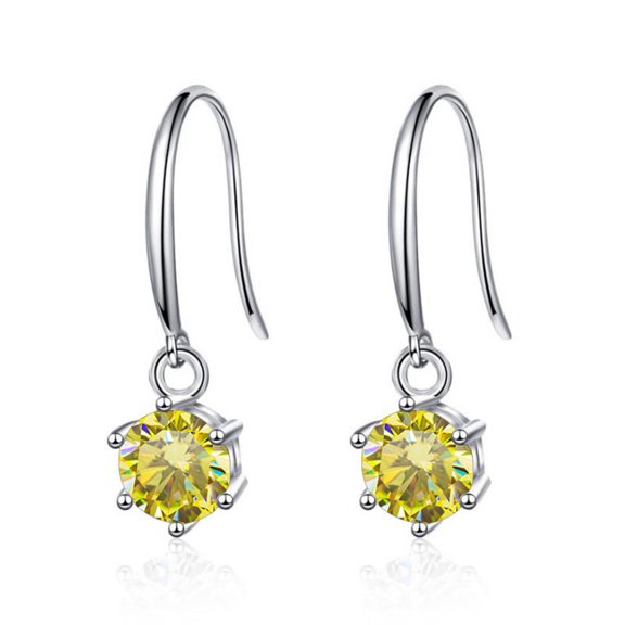 Moissanite Dangle Earrings for Women 2ct Round Cut D Color VVS1 clarity 925 Sterling Silver Diamond Earrings for Women Moissanite Drop Earrings with Certificate