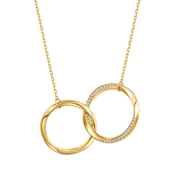 S.Leaf Dainty Circle Pendant Necklace for Women 14K Gold Plated Circle Interlock Friendship Sister Mother Daughter Necklace Birthday/Christmas Jewelry Gifts