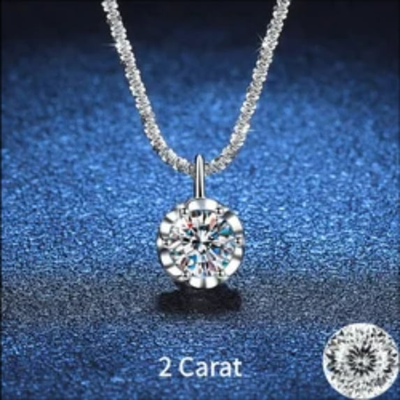 Moissanite Diamond Pendant Necklaces for Women, Best Jewelry 1-2 Carat 925 Sterling Silver Engagement Necklace Women Platinum Plated Wedding Necklace