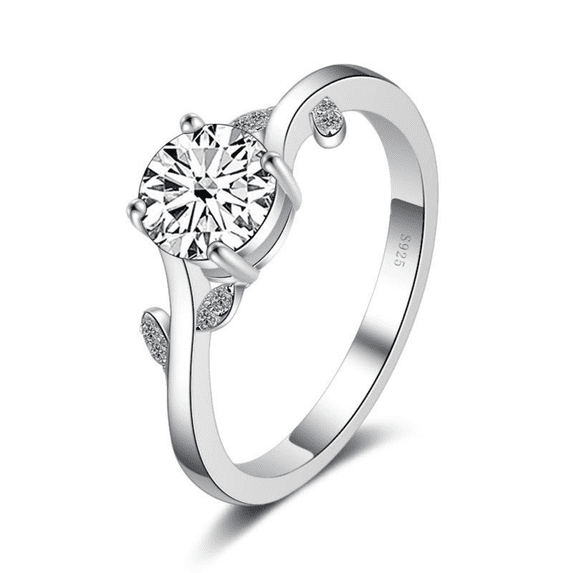 Moissanite Diamond Ring for Women 925 Sterling Silver Leaf Engagement Rings,1ct D Color VVS1 Pink/Blue/Yellow Diamond Rings for Wedding Valentine's Day Anniversary with Certificate