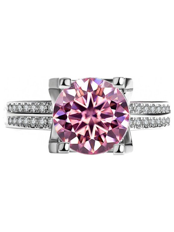 Moissanite Diamond Rings for Women 3ct Round Cut D Color VVS1 925 Sterling Silver Promise Engagement Wedding Rings Band Bridal Set with Certificate