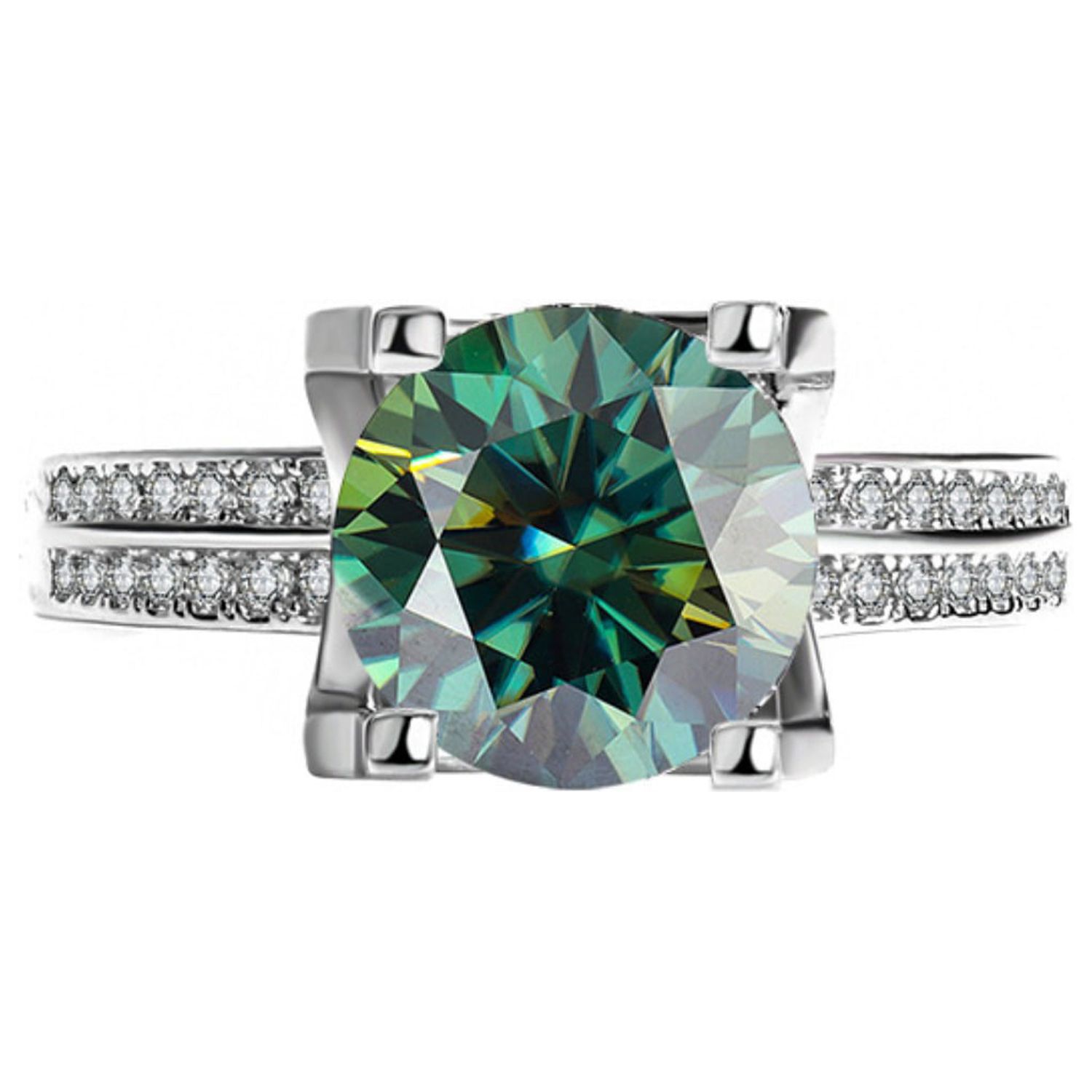 Promise Rings for Couples 2.1 TCW Sterling Silver Engagement Rings for