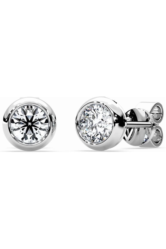 Moissanite Diamond Stud Earrings for Women Bezel Solitaire S925 Sterling Silver for Wife Girlfriend Mom Gifts for Her Daughter on Birthday Wedding Anniversary 1 cttw