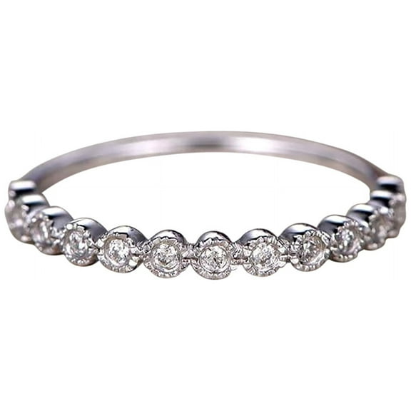 Moissanite Diamond Wedding Bands women half Eternity Ring Engagement Ring stacking Handmade Fine Ring Sterling Silver 18k Gold Plating