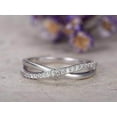 thumbnail image 1 of Moissanite Diamond Wedding Bands women half Eternity solid 10k white gold Engagement Ring stacking matching band loop curved, 1 of 5