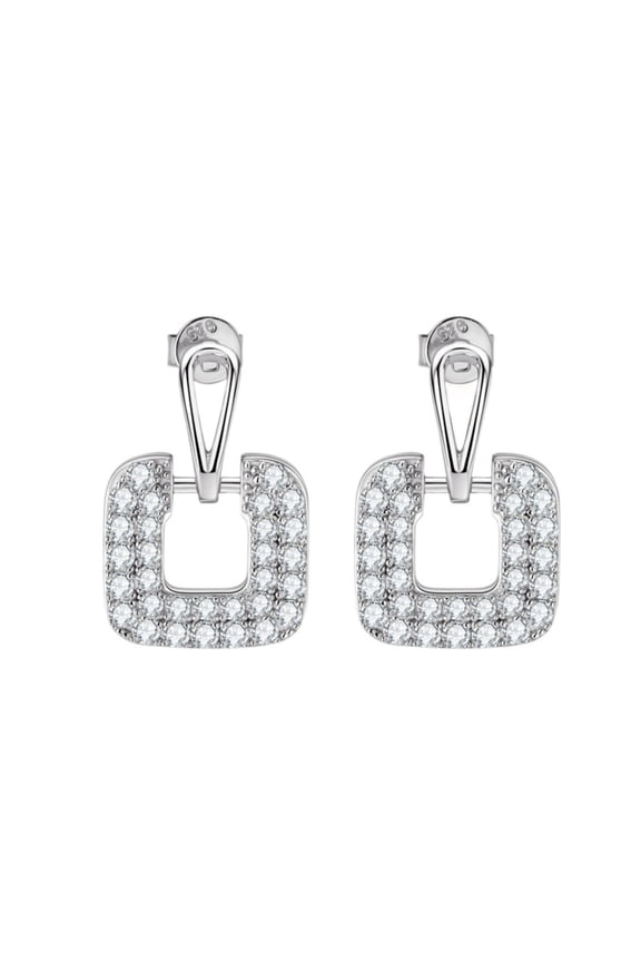 Moissanite Drop Earrings 0.89CTTW D Color VVS1 Square Gold Dangle Earrings for Women Hypoallergenic 925 Sterling Silver Diamond Earrings