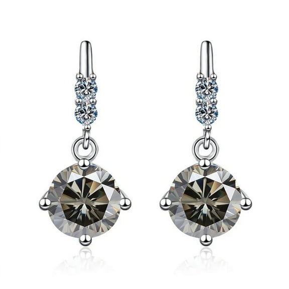 Moissanite Drop Earrings 2cttw D Color VVS1 clarity Round Cut Moissanite Earrings 925 Sterling Silver Diamond Earrings for Women Dangling with Certificate