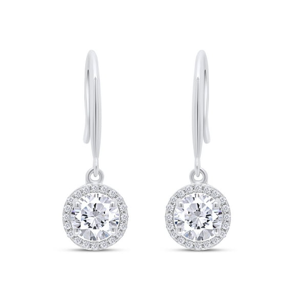 Moissanite Earrings, 2.20ct Round Cut Lab Created Diamond Earrings 14K White Gold Over Sterling Silver Dangle Earrings for Women