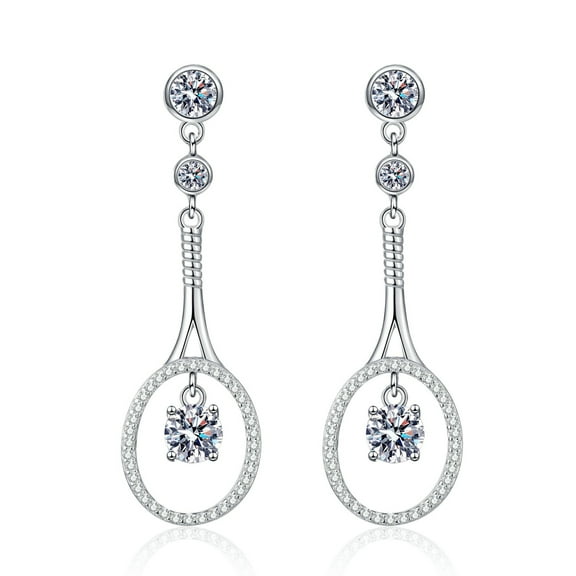 Moissanite Earrings Dangle for Women 1cttw D Color VVS1 Clarity 925 Sterling Silver Diamond Drop Earrings Round Cut Lab Created Diamond Earrings Dangle Wedding Earrings for Brides