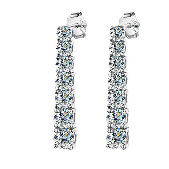 Moissanite Earrings for Women 2.5-4.25mm D Color VVS1 Clarity 925 Sterling Silver Earrings Dangle Round Cut Lab Created Diamond Earrings Dangle Moissanite Earring Drop