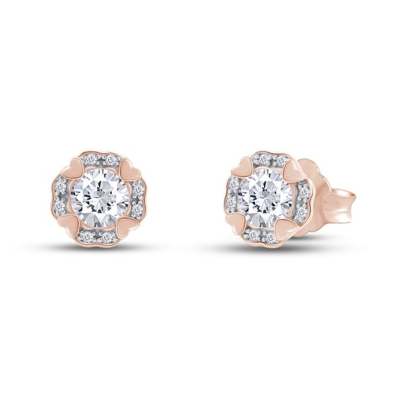 Moissanite Earrings for Women Men 1 Carat 5MM D Color VVS1 Moissanite Lab Created Diamond Prong Setting Stud Earring In 18K Rose Gold Over Sterling Silver Friction Back
