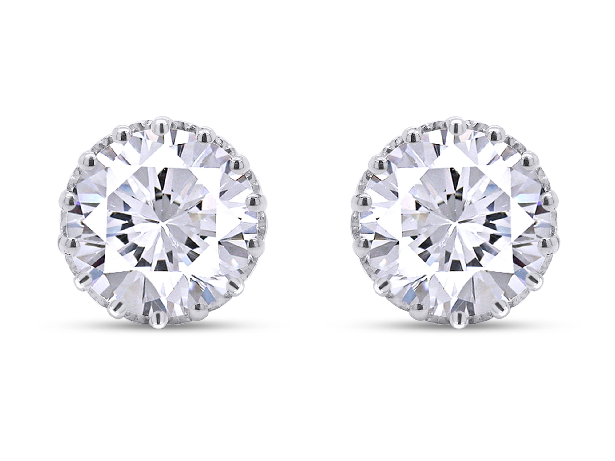 Moissanite Earrings for Women Men 2 Carat 6.5MM D Color VVS Moissanite Lab Created Diamond Prong