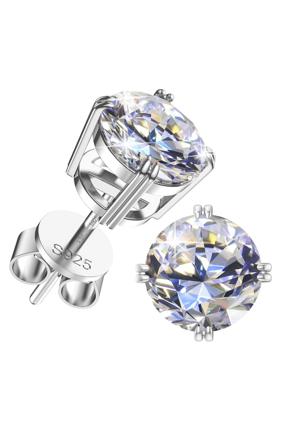 Moissanite Earrings for Women D Color VVS Lab Created Round Cut Stud Earring Sterling Silver Ear Studs,1.5 Carat