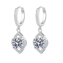 Moissanite Earrings for Women S925 Sterling Silver Moissanite Drop Earrings 2 Carat D Color Round Brilliant Cut Womens Dangle Earrings