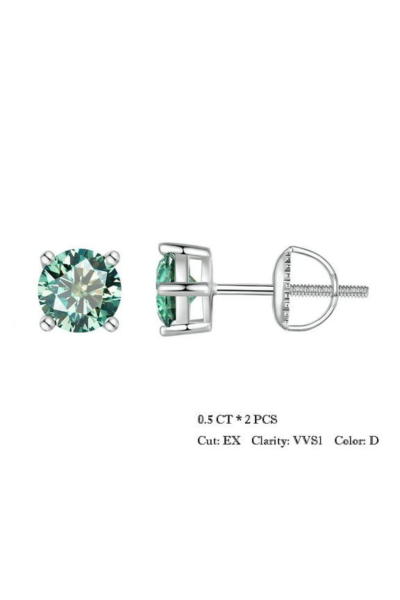 Moissanite Earrings for Women Solid 925 Sterling Silver 4 Prong 0.5-2CT D VVS1 Lab Diamonds Sparkling Stud Earrings Jewelry Gifts