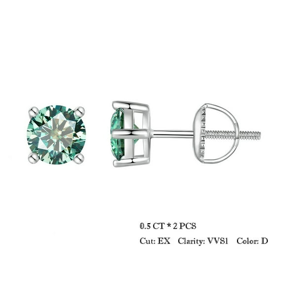 Moissanite Earrings for Women Solid 925 Sterling Silver 4 Prong 0.5-2CT D VVS1 Lab Diamonds Sparkling Stud Earrings Jewelry Gifts