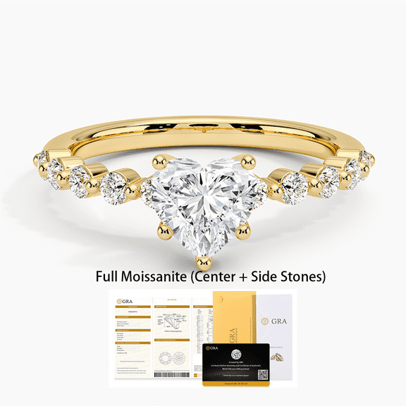 Moissanite Engagement Half Coverage Rings for Women D Color VVS1 Clarity 925 Sterling Silver Heart Cut Halo Moissanite Wedding Promise Band Rings Size 5-10