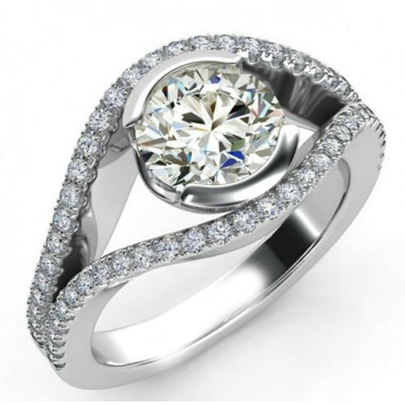 Moissanite Engagement Ring 18K White Gold Plated ring Moissanite ring 1.50 Cts Diamond Ring Unique Art deco Bridal Ring Anniversary Ring