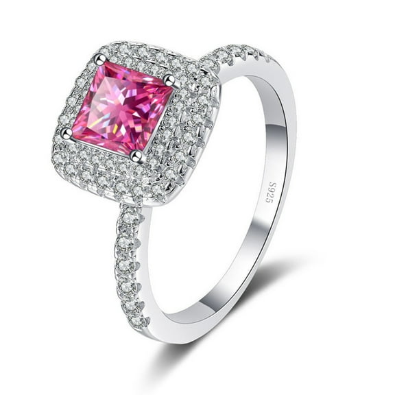 Moissanite Engagement Ring 1ct Princess Cut D Color VVS1 S925 Sterling Silver Diamond Ring for Women Moissanite Wedding Rings for Women with Certificate