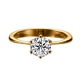 thumbnail image 1 of Moissanite Engagement Ring Charles &amp; Colvard Forever One 6.5MM (1ct DEW) Round Cut 14k Rose Gold Classic Solitaire, 1 of 3