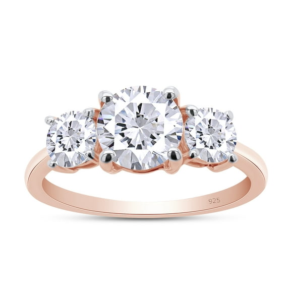 Moissanite Engagement Ring, Moissanite Rings for Women Couples, 2CT Lab Created Round Diamond In 18K Rose Gold Over Sterling Silver Engagement Rings-8.5