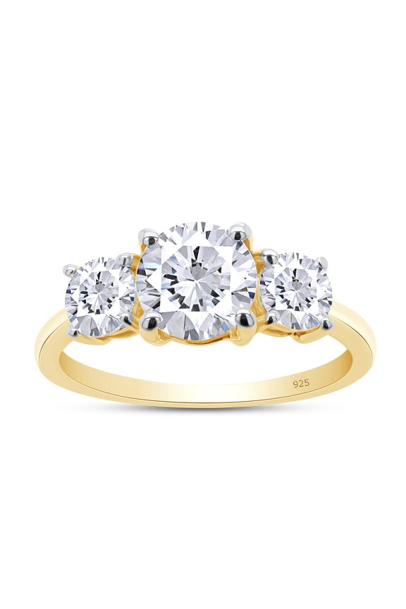 Moissanite Engagement Ring, Moissanite Rings for Women Couples, 2CT Lab Created Round Diamond In 18K Yellow Gold Over Sterling Silver Engagement Rings-4