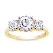 Moissanite Engagement Ring, Moissanite Rings for Women Couples, 2CT Lab Created Round Diamond In 18K Yellow Gold Over Sterling Silver Engagement Rings-6